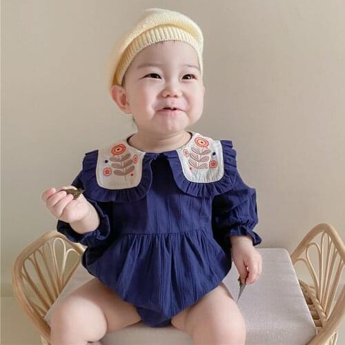 Spring Autumn Kids Baby Girl Long Sleeve Embroider Rompers Newborn Infant Baby Girl Rompers Baby Girl Clothes Rompers