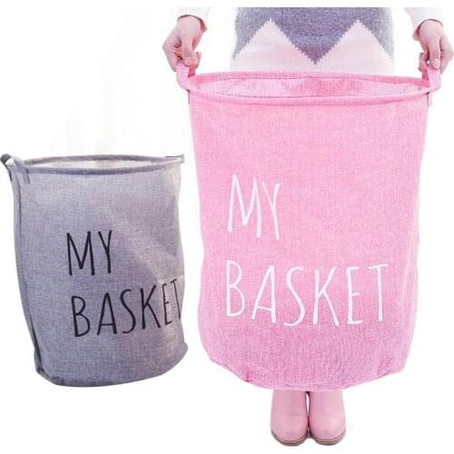 Home Folding Storage Basket Zakka Style Laundry Basket Linen Waterproof Dirty Clothes Barrel Laundry Hamper Storage Basket