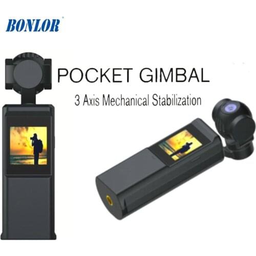 Mini Pocket Gimbal with Tiny Touch Screen & PTZ Camera Max 12MP Photos & 4K 30fps Real Time Videos to be Viewed by APP via WiFi
