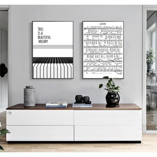 Nordic Sheet Music Canvas Painting Black and White Piano Poster And Print Wall Pictures For Living Room Decoration No Framed