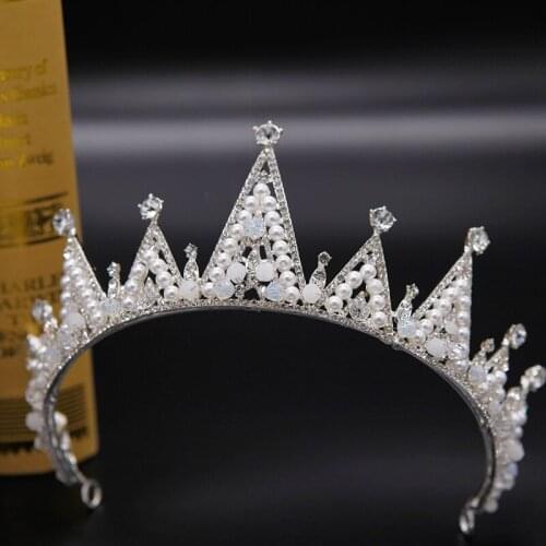 New Baroque bride crown alloy handmade crystal bride bridal jewelry pearl crown wedding accessories hair accessories for women