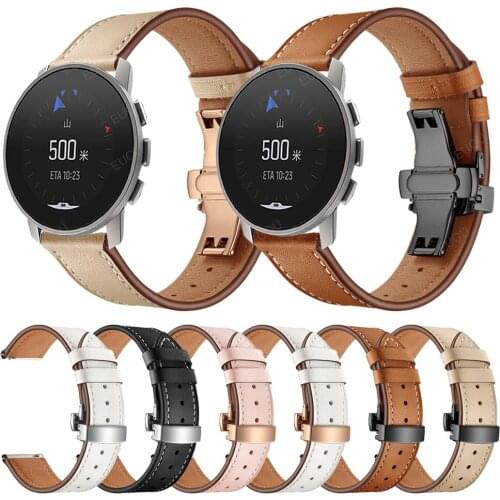 Butterfly Buckle Leather Strap For SUUNTO 9 PEAK Band For SUUNTO 3 Watchband 22mm 20mm Bracelet Replace Accessories Wristbelt
