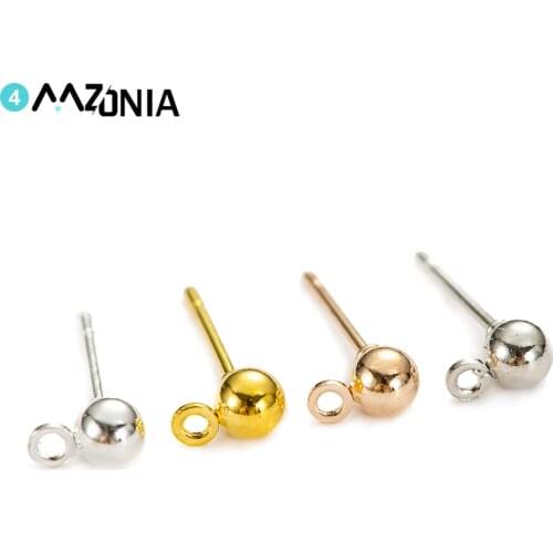 50/100pcs/lot Round 4mm Stainless Steel Ball Stud Earring Pins Head Pin For Diy Jewelry Making Headpin Findings Accessories