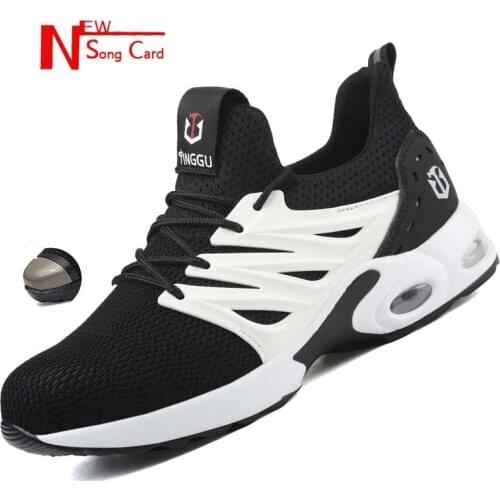 Lightweight Men and Women Steel Toe Safety Shoes Anti Smashing Breathable Mesh Air Cushion Work Boots Indestructible Men Shoes