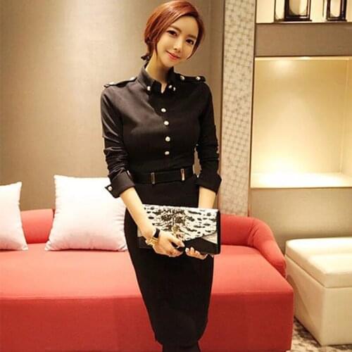 Fashion women high quality dress new arrival korean OL autumn temperament work style comfortable slim solid elegant pencil dress