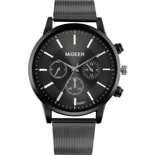 Mens Quartz Watch Practical Stainless Steel Mesh Strap Wristwatch With Pin Buckle for Male