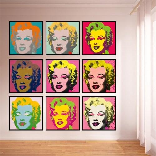 Posters and Prints Andy Warhol Wall Paintings On Canvas Set of 9 Wall Pictures for Living Room Cuadros Home Decor