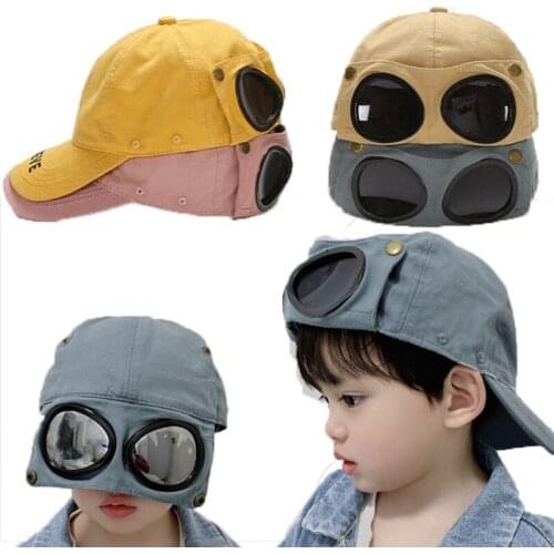 2021 New Aviator Hat Summer Personality Glasses children Baseball Cap Unisex Sunglasses Cap Boys girls Cap