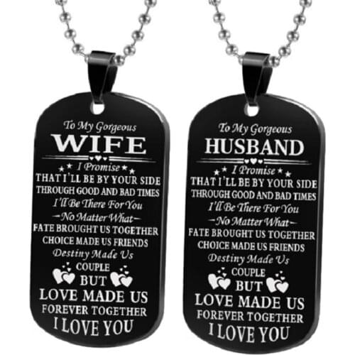 New fashion stainless necklaces letters to my husband wife year necklace wedding souvenir trinket