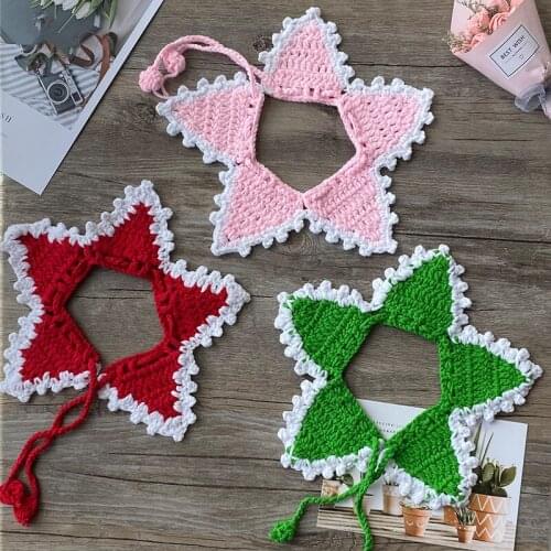 New Year Hand-knitted Wool Cat Dog Universal Kitten collar cat collar Christmas cats Bib for Xmas Gift Pet Supplies