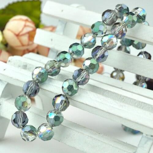 Wholesale 198pcs New Arrival Hot 6mm Loose Round Faceted Half Green Plated Glass Crystal Beads Spacer Bracelet jewelry making