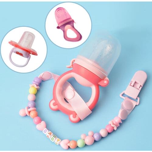 Pendant Beaded Pacifier Clip Chains Baby Boy Girl Dummy Feeding Clip Infant Soother Nipple Chain Holder Chew Toy for Baby