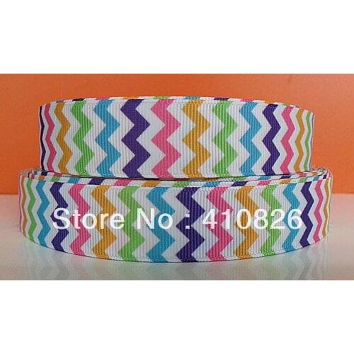 Q&N ribbon wholesale/OEM 7/8inch 22mm colourful vertical chevron 4 printed grosgrain ribbon 50yds/roll free shipping