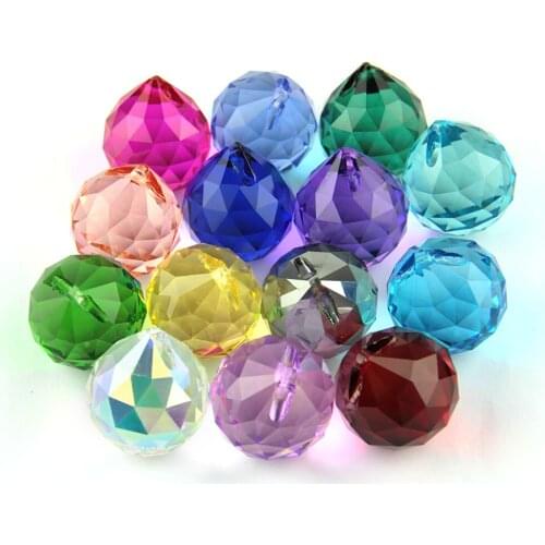 15~40mm Multicolor Crystal Glass Faced Chandelier Ball Hanging Pendant Wedding Parts Free Shipping