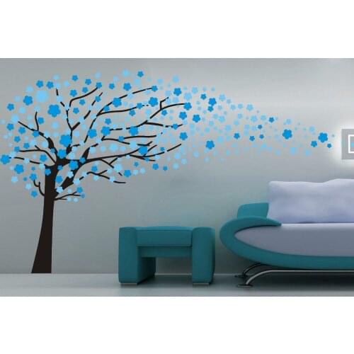 Blowing Tree Flower Removable Wall Stickers Kids Nursery Vinyl Decals Decor Bedroom Living Room Artistic Design Mural SA378