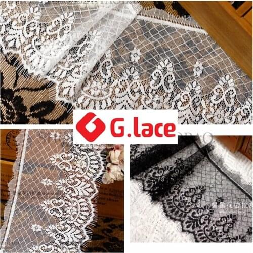 GLace 3M/lot 14cm wide European Eyelash Lace Accessories DIY Clothing Skirt Sleeve Curtain Stitching Lace Belt Fabrics R1002