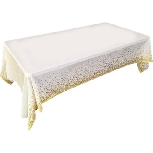 Tablecloth Foldable Disposable PE Rectangle Rose Gold Dot Table Cover for Restaurant
