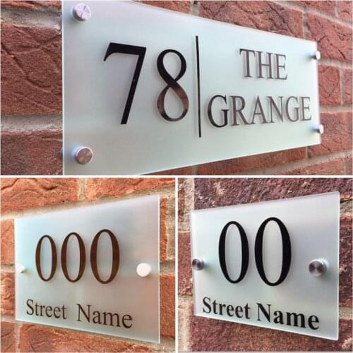 Modern frosted glass effect house number apartment number door signs door house sign door number street acrylic name