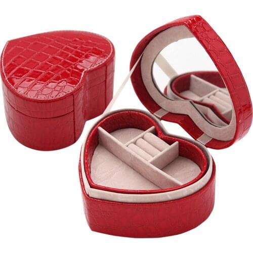 Wedding Pu Heart-Shaped Jewelry Box Leather Jewellery Box Jewelry Storage Box jewelry drawer organizer