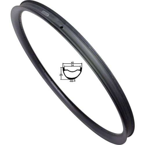 Light 430g 29er MTB AM ENDURO 40mm x 25mm asymmetric Hookless carbon rim 25mm deep U-Shape UD 3K 12K matte glossy mountain bike
