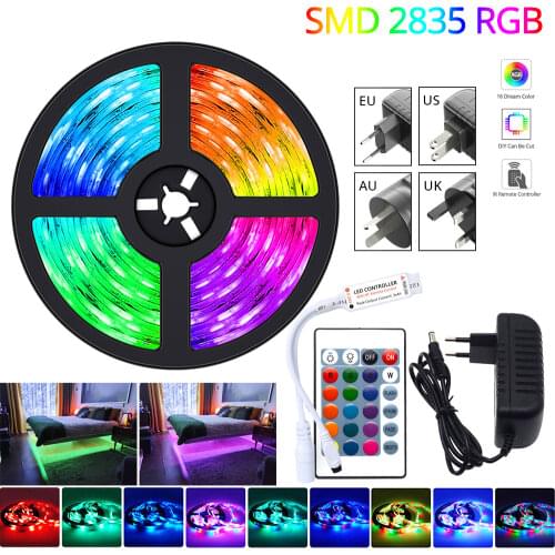 LED Strip Ribbon LEDS Light Strips SMD 5050 2835 RGB Diode Tape DC 12V 12 V Ledstrip 10M 5M Flexible For Living Room Decoration