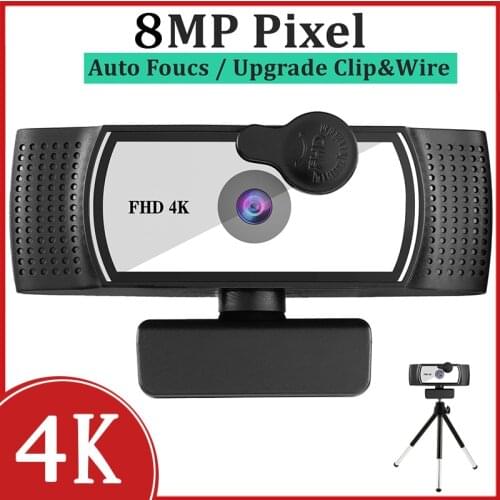 PC Webcam 2K 4K 8K Autofocus USB Web Mini Camera Laptop with Gift Tripod 1080P 30fps 12MP Web Cam for Youtube with Microphone