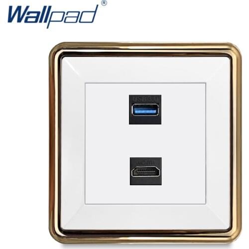 Wallpad USB 3.0 HDMI-compatible Socket Data Transmission Wall Socket Gold Panel