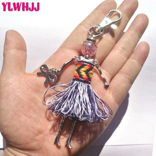 YLWHJJ brand women trendy bag tassel colorful new keychain pendant baby fairy girl car key chains fashion metal jewelry Handmade