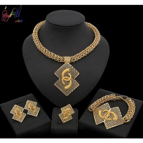 Yulaili Stainless Steel Thick Necklace Bracelet Sets For Women Party Anniversary Occasion Wear Dubai Jewelry Set Wholesale