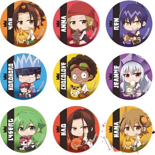 Shaman King Anime Badge Yoh Asakura Jeanne Hao Asakura Anna Kyoyama Horohoro Chocolove McDonell Hana Metal Badge Brooch Pins