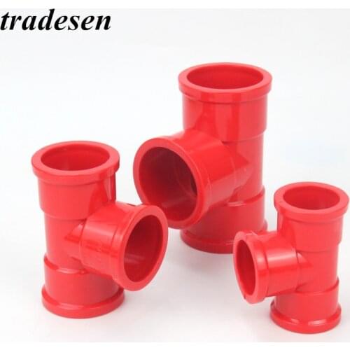 1pc Inner Dia 20 25 32 40 50mm Red PVC Tee Connector Aquarium Fish Tank Tube DIY Tools Garden Water Connectors UPVC Pipe Joints