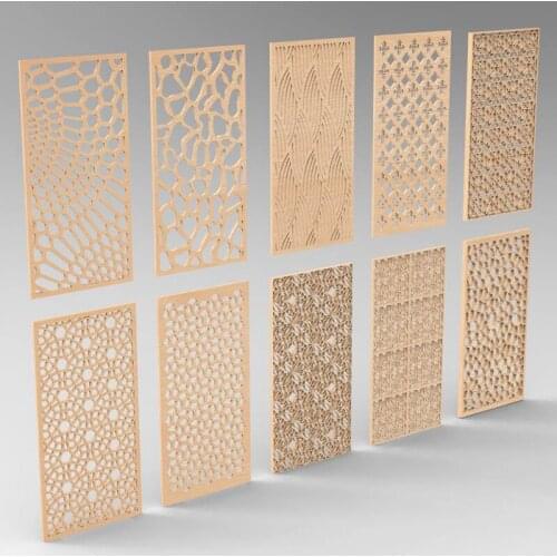 10pcs Panels Partition 3d model relief for cnc in STL file format Hollow out carving Door and window partition 3D Printing