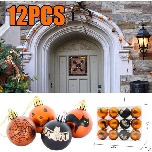 12pcs Halloween Wreath Ball Shatterproof Hanging Ornaments Pumpkin Ghost Decor 2022 Halloween Gnome Wizard Spider Swedish Tomte