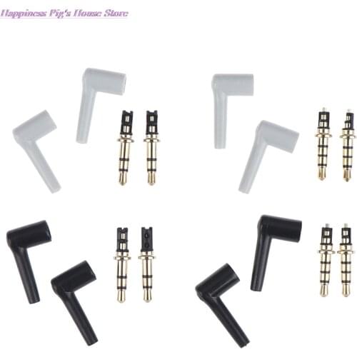 2pcs/lot Black White Audio Plugs 90 Degrees 3.5mm stereo headset plug jack 3 4 pole 3.5 Gold Plated Jack Adaptor Connector