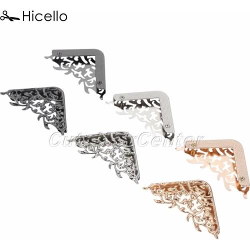 2pcs Bag Corner Decoration Metal Handbag Clip Edges Hollow Fixed Buckle DIY Handmade Accessory screw Gold Silver Black Hicello