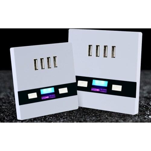 2PCS New Universal 4 USB Port DC 5V 3A Wall Face Plate Outlet Panel Power Supply Socket Plug Switch Wall Charger Free Shipping