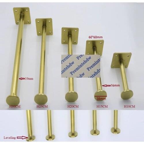 2Pcs Slim Stainless Steel Gold North European Furniture Bath Dressing TV Cabinet Coffee Adjustable Feet Leg Leveling Lever