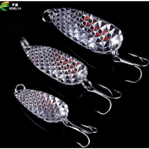 HENGJIA 3PC Spinner Fishing Lure Spoon 7g-11g-16g Spoon Lures Silver Color Fishing Tackle Mixed Hook Metal Bass Bait