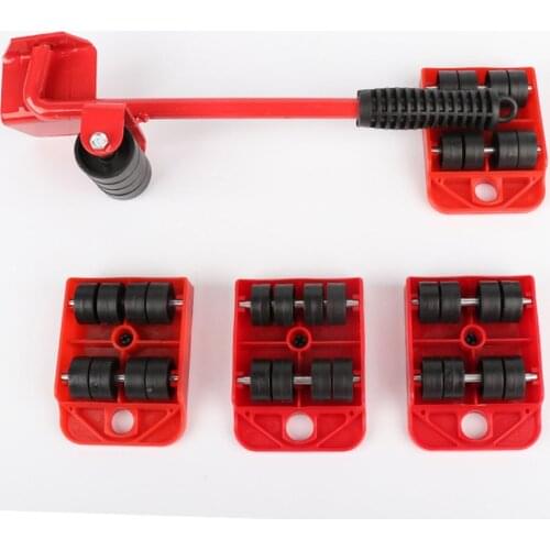 Furniture Mover Set Furniture Mover Tool Transport Lifter Heavy Stuffs Moving Wheel Roller Bar Hand Tools 5 Pcs Set