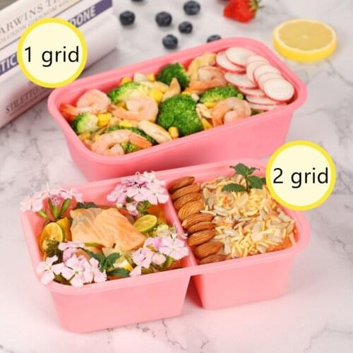 50pcs High quality 1/2 grid creative pink/yellow disposable lunch box BBQ picnic party food dessert sushi package plastic box