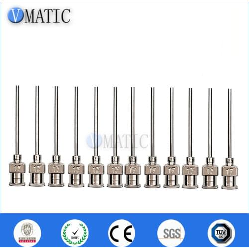 Free Shipping 12Pcs 1 Inch Tip Length 17G Blunt Stainless Steel Dispensing Needles Syringe Needle Tips Glue Dispenser Needle