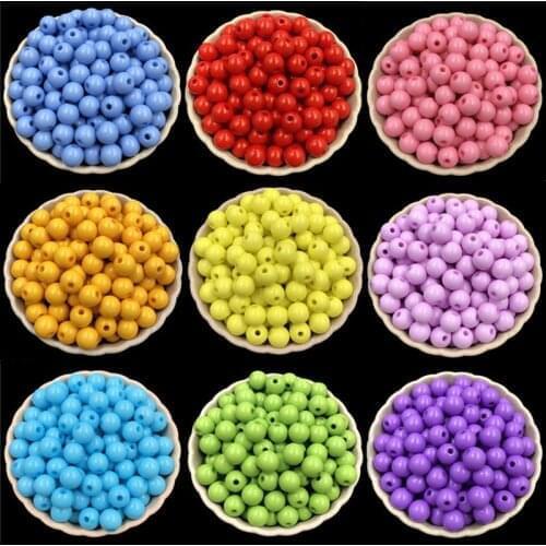40Pcs 8mm Acrylic Spacer Beads Round Loose Beads For Jewelry Making Necklace Bracelet Earring Accessories