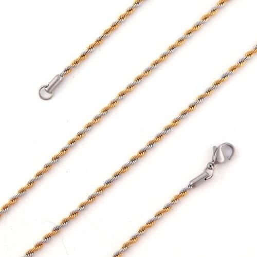 Hot Sale Gold Silvering Two Tone Alegre Soprano Chain 316L Stainless Steel 80cm for My Coin Holder Pendant Necklace 10pcs/lot