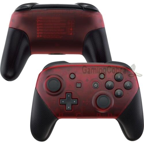 Transparent Clear Red Custom Controller Faceplate and Backplate Repair Housing Case for NS Switch Pro