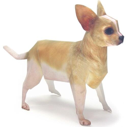 Chihuahua Dog Pet Paper Model Realistic Animal Mini Cute Folding Card 3D Papercraft DIY Kids Adult Handmade Craft Toys WE-037