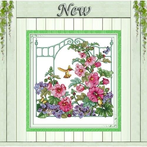 Flower garden birds colorful Painting Counted Print on canvas DMC 14CT 11CT chinese Cross Stitch Needlework Kits Embroidery Sets