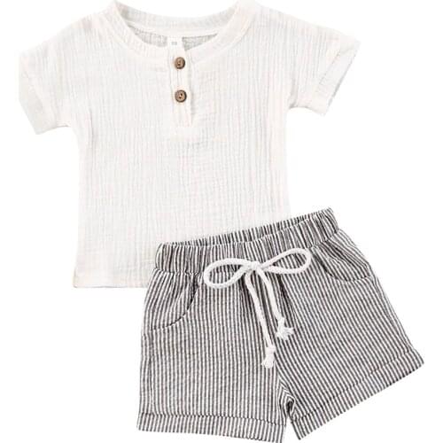 Baby Summer Clothing Newborn Infant Baby Boy Girl Clothes Short sleeve Tops T-shirt Striped Pants Cotton Outfits