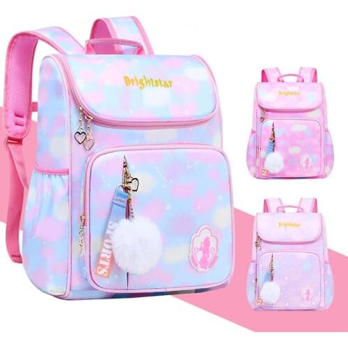 Childrens School Bag Elementary School Princess Girl Burden Reduction Shoulder Correction Cute Cartoon Gradient Kid Backpack