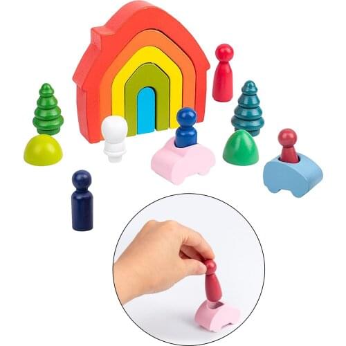Baby Toys Rainbow Building Blocks Wooden Toys for Kids Montessori Educational