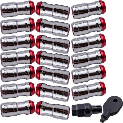 Lug Nuts Style Red + Lock Key Wheel Rims 1.5Mm Universal Highest Quality 20Pcs
